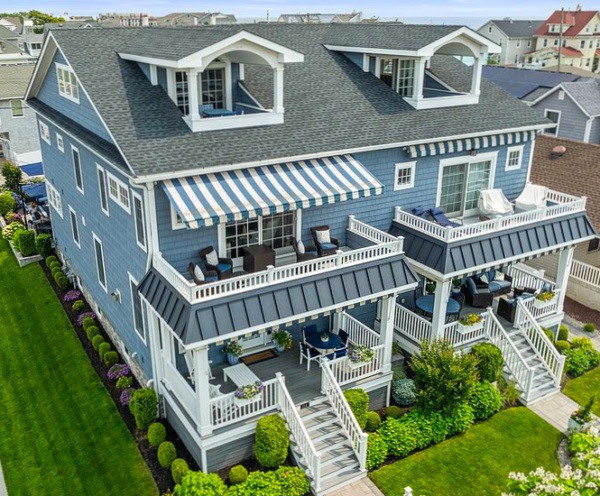 Victorian beach house with wraparound porch near the Bradley Beach boardwalk